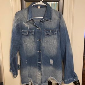 Denim Distressed Shacket